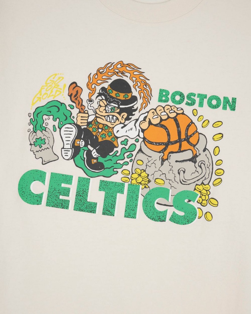 Beige Brain Dead X NBA Boston Celtics T-Shirt | USA YDBC95876