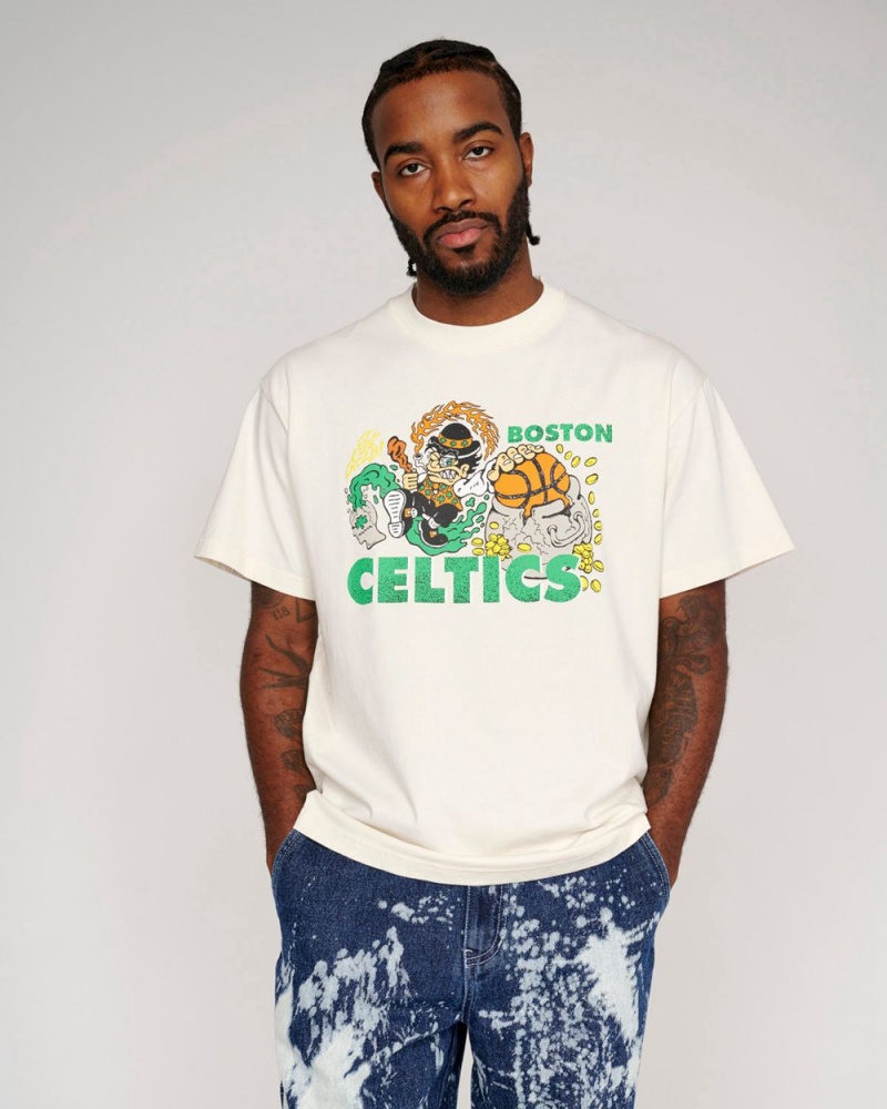 Beige Brain Dead X NBA Boston Celtics T-Shirt | USA YDBC95876