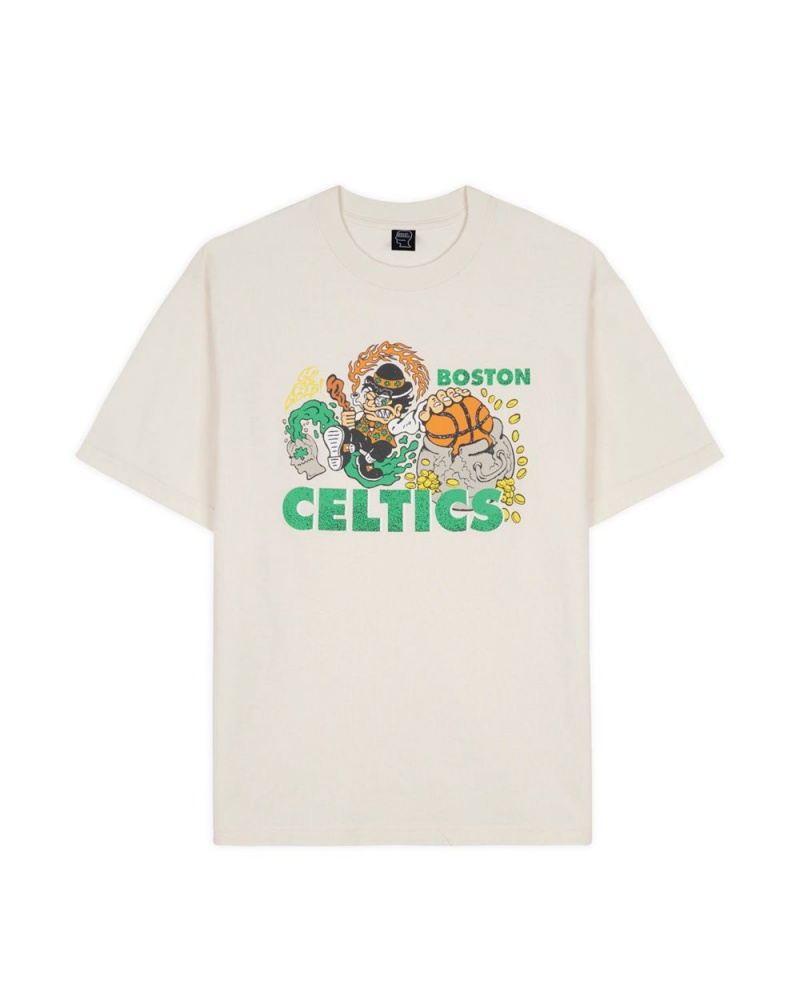 Beige Brain Dead X NBA Boston Celtics T-Shirt | USA YDBC95876