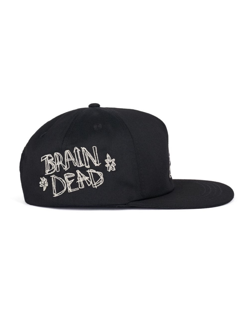 Black Brain Dead 4 Dot Logo Cap | USA CJFI91736