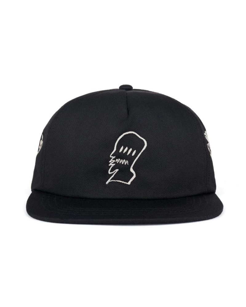 Black Brain Dead 4 Dot Logo Cap | USA CJFI91736