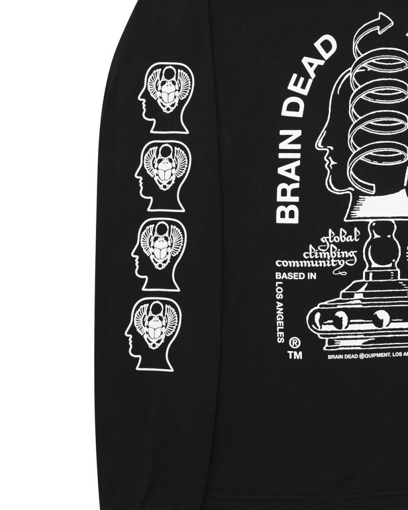 Black Brain Dead Acension Supplies Long Sleeve T-Shirt | USA NQOV65321