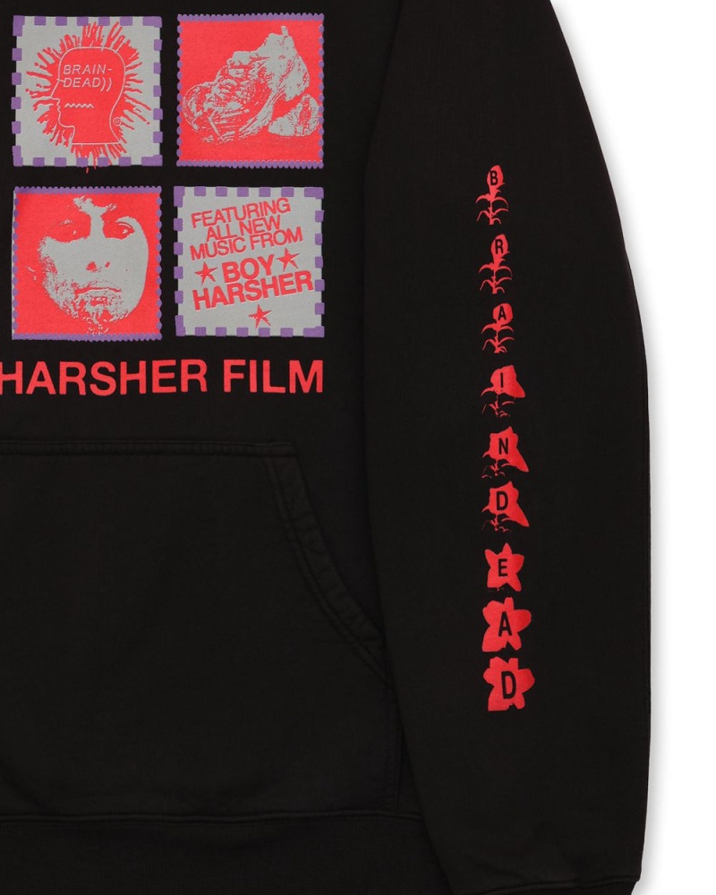 Black Brain Dead Boy Harsher Hoodie | USA MPTB07923