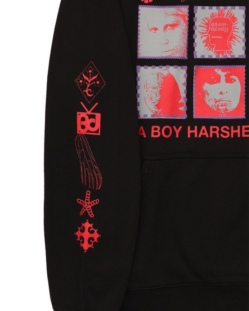 Black Brain Dead Boy Harsher Hoodie | USA MPTB07923