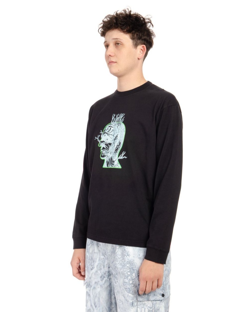 Black Brain Dead Brain Roots Long Sleeve T-Shirt | USA OHWC08326