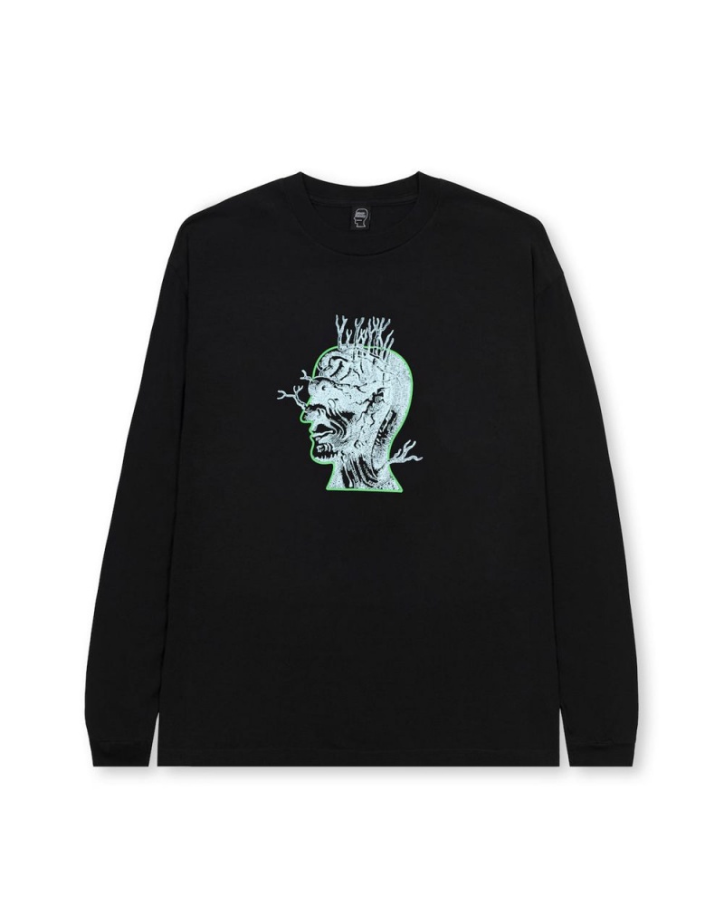 Black Brain Dead Brain Roots Long Sleeve T-Shirt | USA OHWC08326