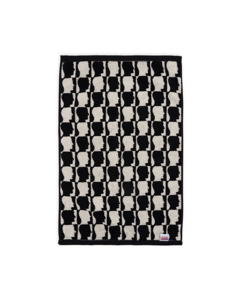 Black Brain Dead Checkered Logo Head Hand Towel | USA JFZE13247