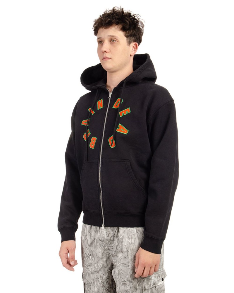 Black Brain Dead Collegiate Zip Up Hoodie | USA TQSB49738