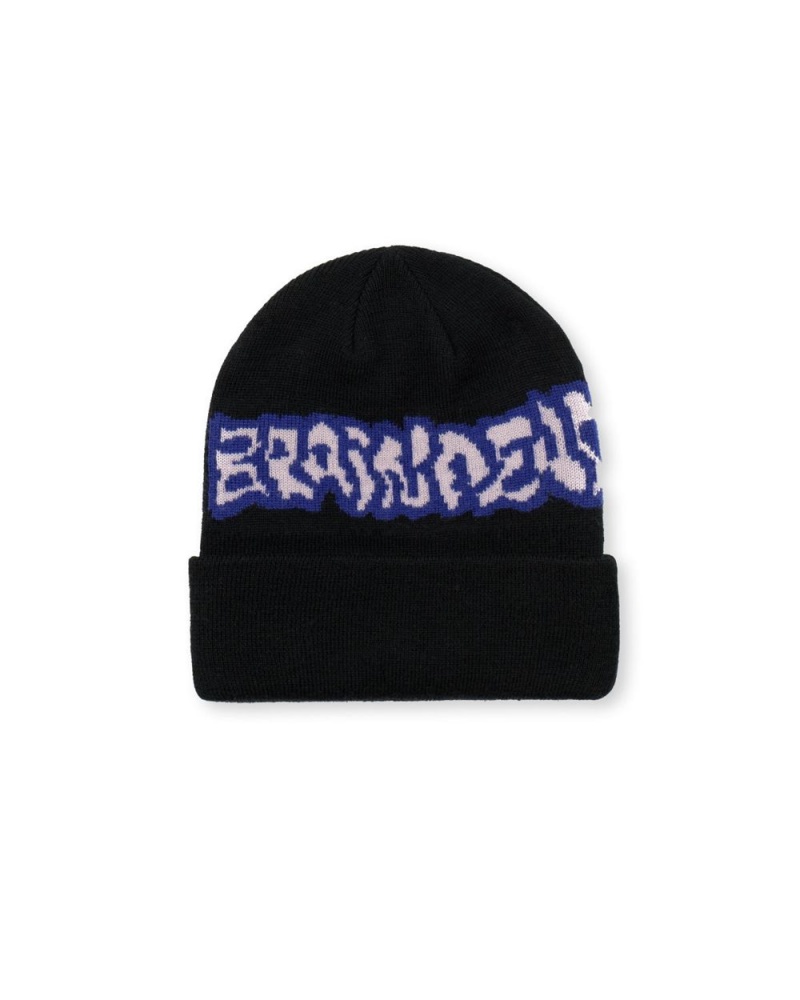 Black Brain Dead Dystopia Wool Beanie | USA JICM52043