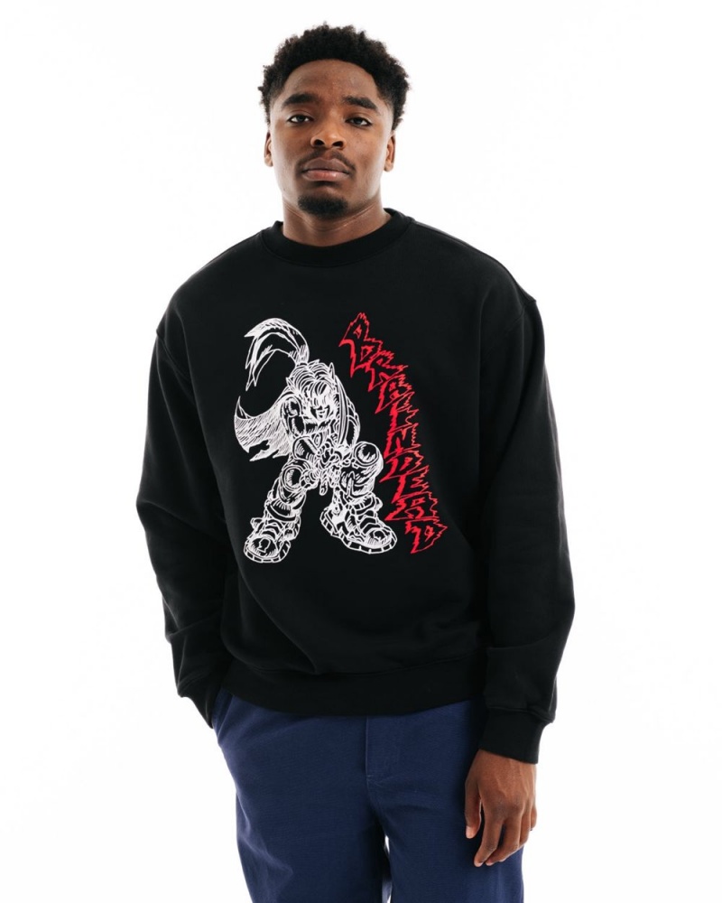 Black Brain Dead Final Stand Crewneck Sweatshirt | USA DSRP74801