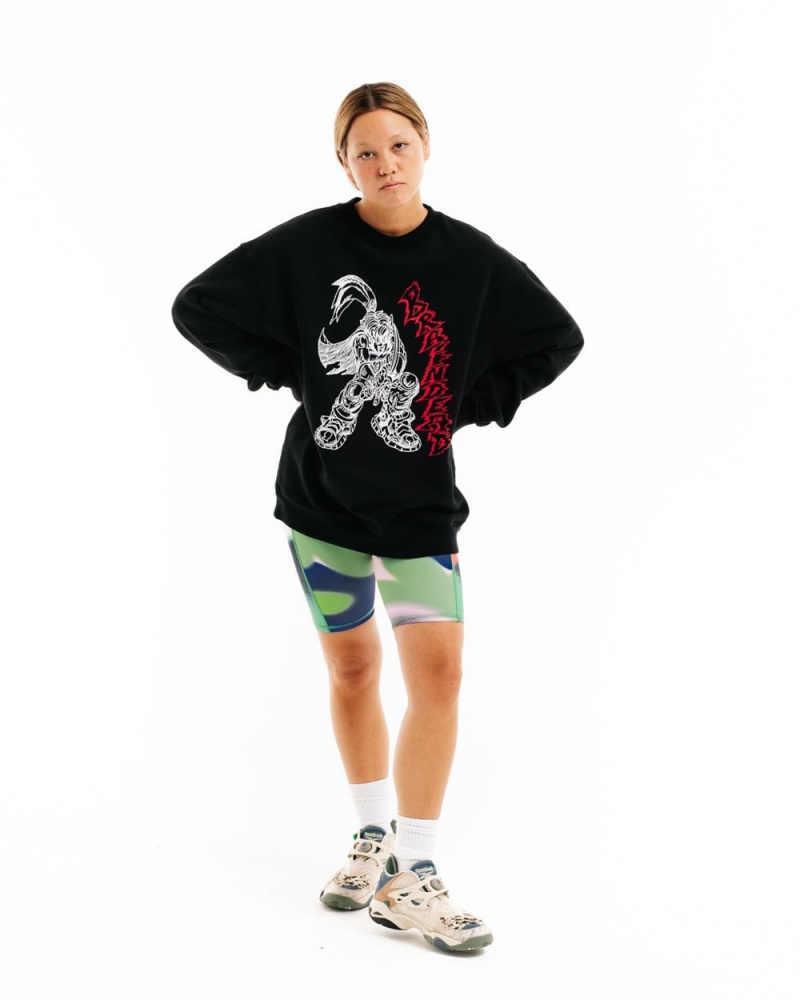 Black Brain Dead Final Stand Crewneck Sweatshirt | USA DSRP74801