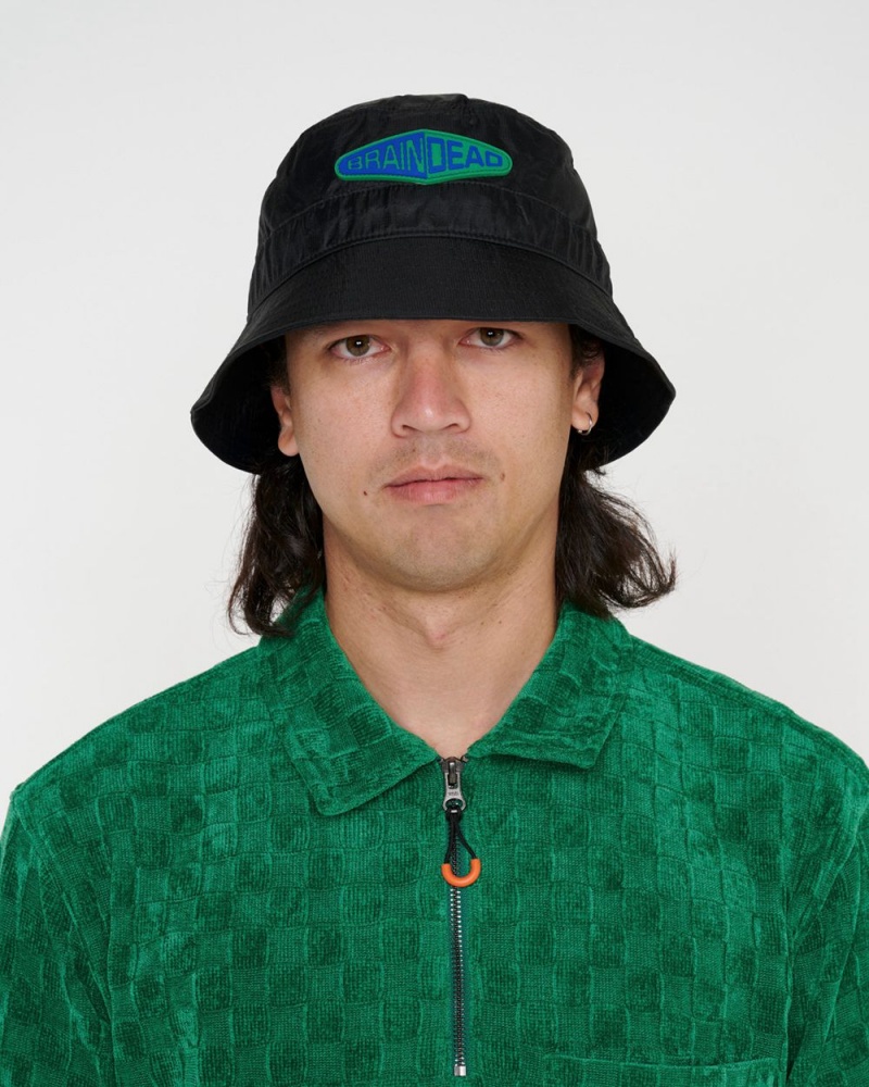 Black Brain Dead Fisheye Cinch Bucket Hat | USA KEIA98523