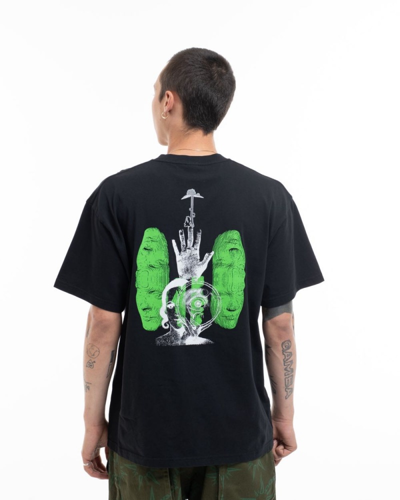 Black Brain Dead Fractal Zone T-Shirt | USA NWBE45307