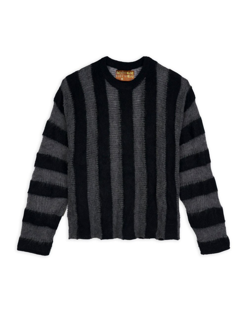 Black Brain Dead Fuzzy Threadbare Sweater | USA QULP73281