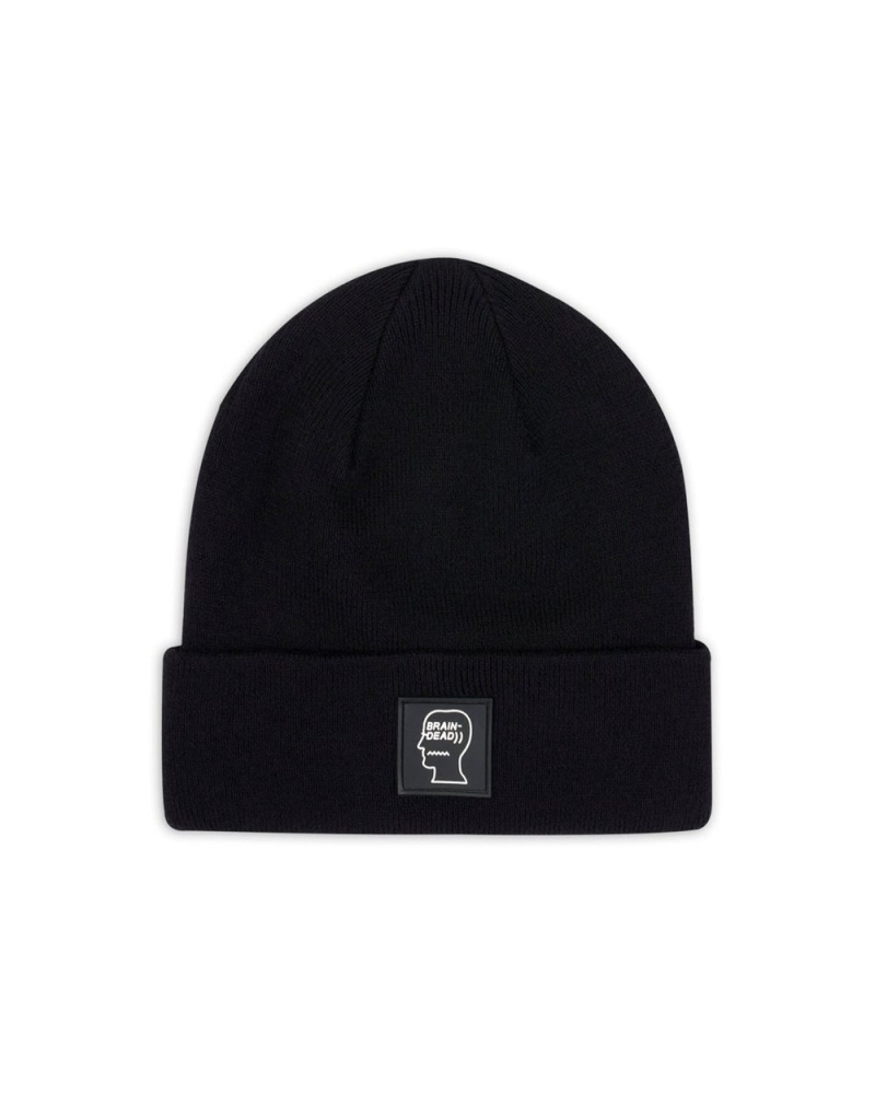 Black Brain Dead Fw22 Logo Head Wool Beanie | USA LPEI79453