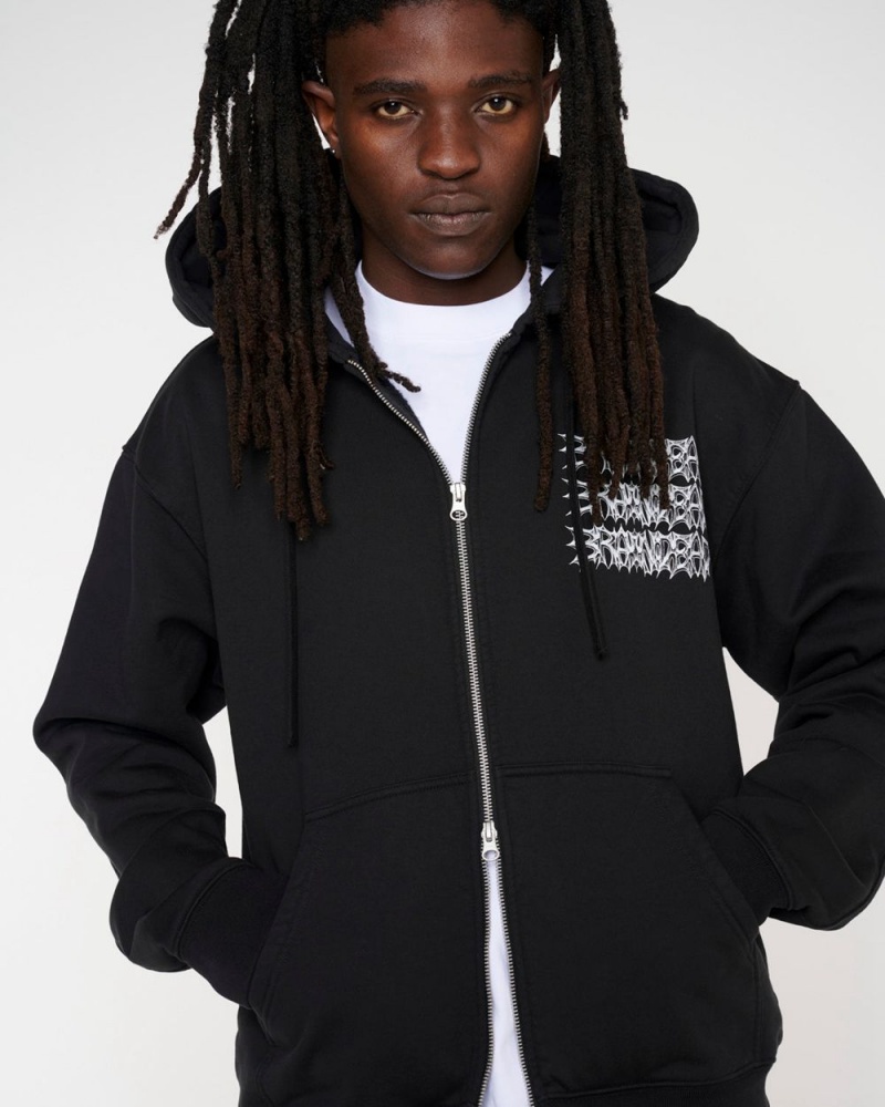 Black Brain Dead Jiblets Zip Up Sweatshirt Hoodie | USA UQXO20685