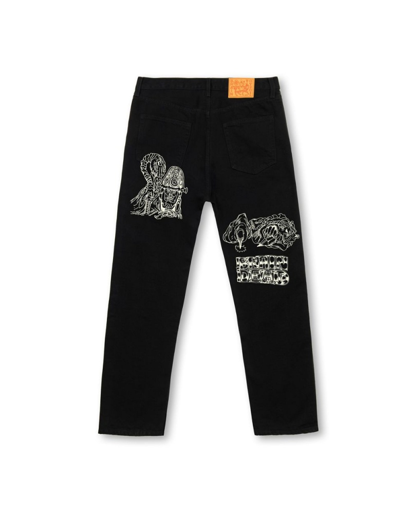 Black Brain Dead Kogan Printed Work Wear Straight Leg Denim Pant | USA SAJG93061