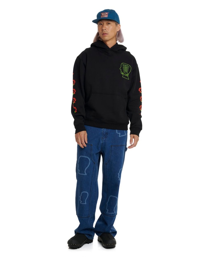 Black Brain Dead Lizard Cowboy Hoodie | USA OANT80296