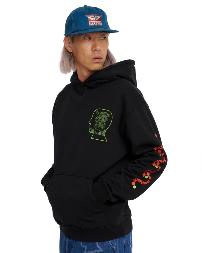 Black Brain Dead Lizard Cowboy Hoodie | USA OANT80296