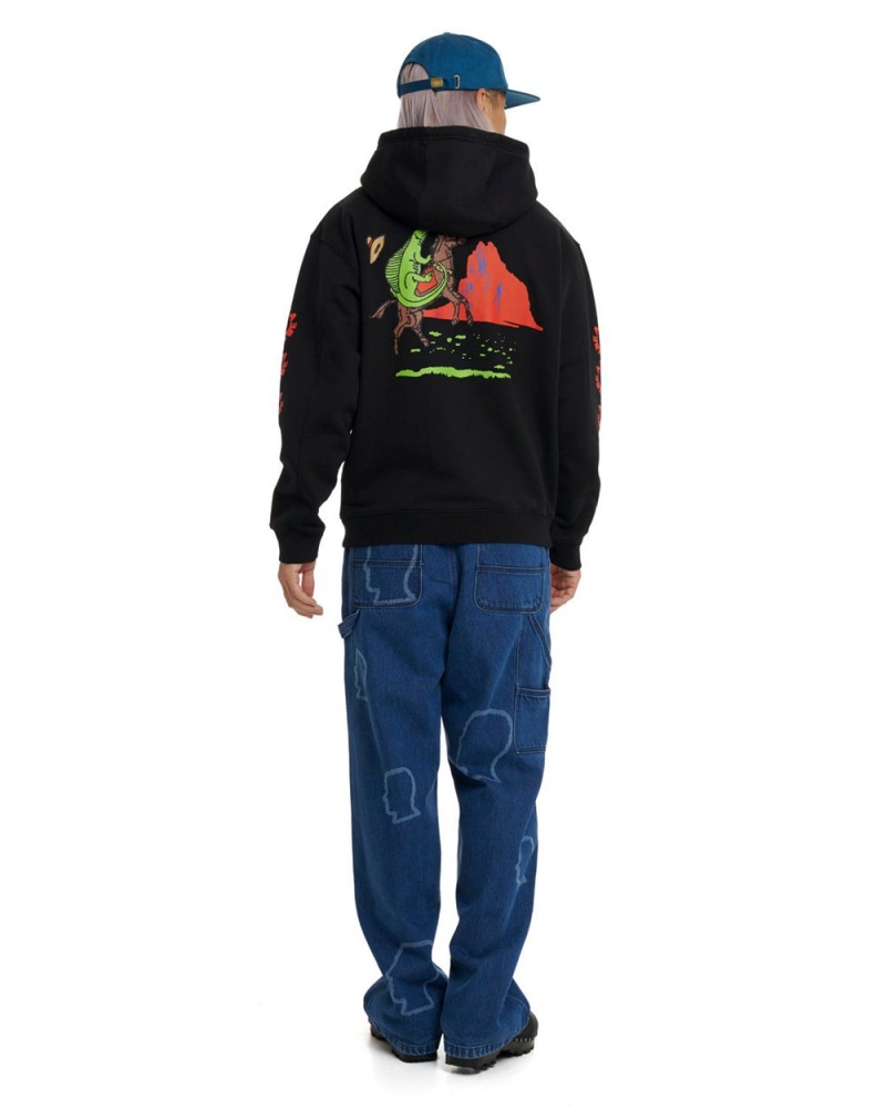 Black Brain Dead Lizard Cowboy Hoodie | USA OANT80296