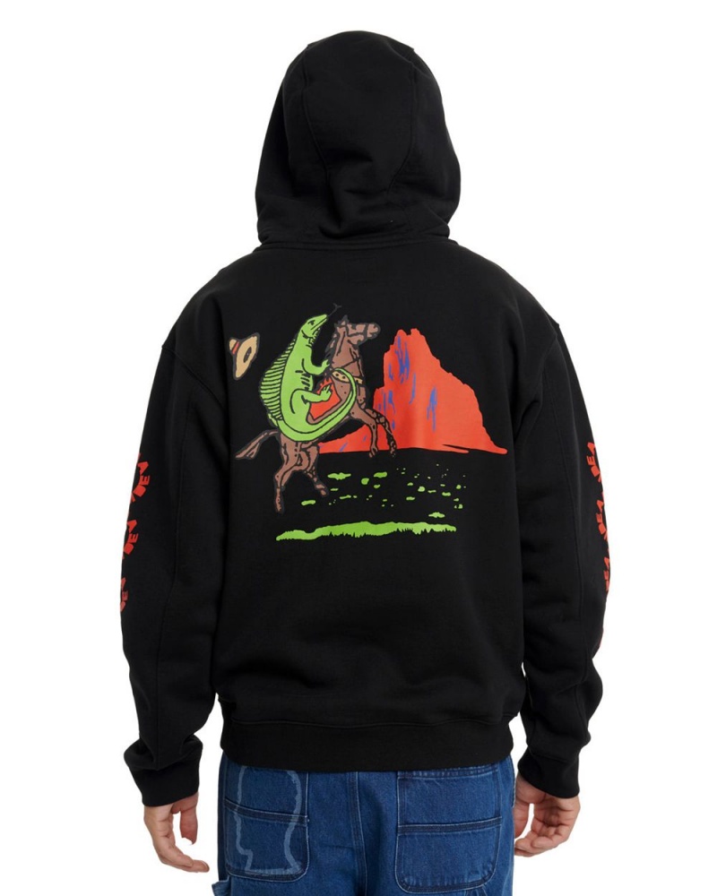 Black Brain Dead Lizard Cowboy Hoodie | USA OANT80296