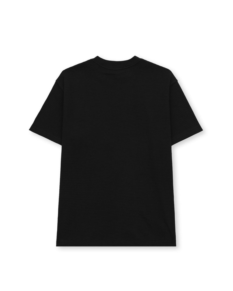 Black Brain Dead Mini Waffle Mock Neck T-Shirt | USA MWRE18650