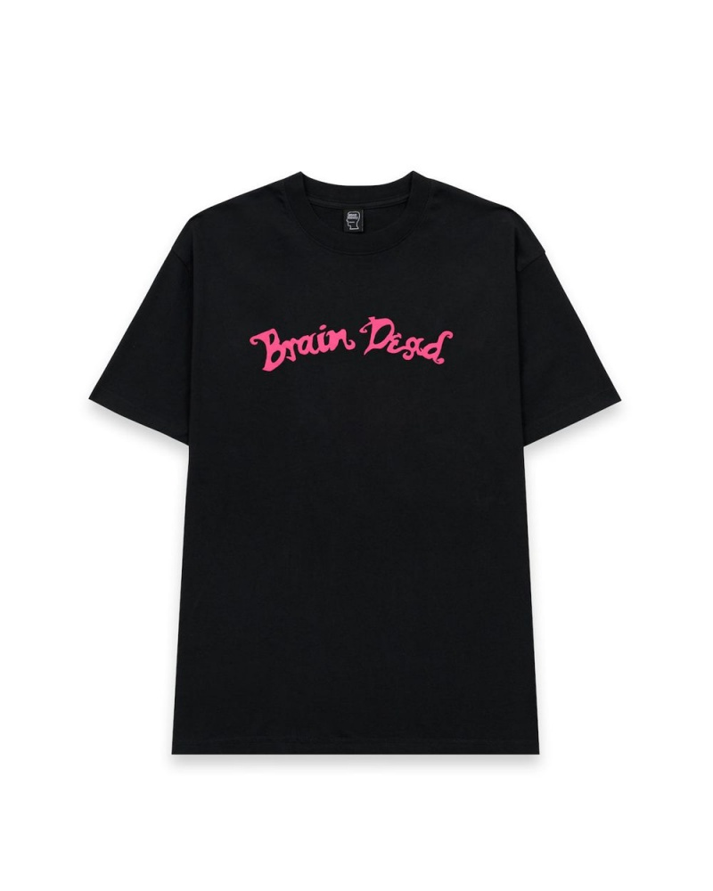 Black Brain Dead Monty Logo T-Shirt | USA YGMU40678