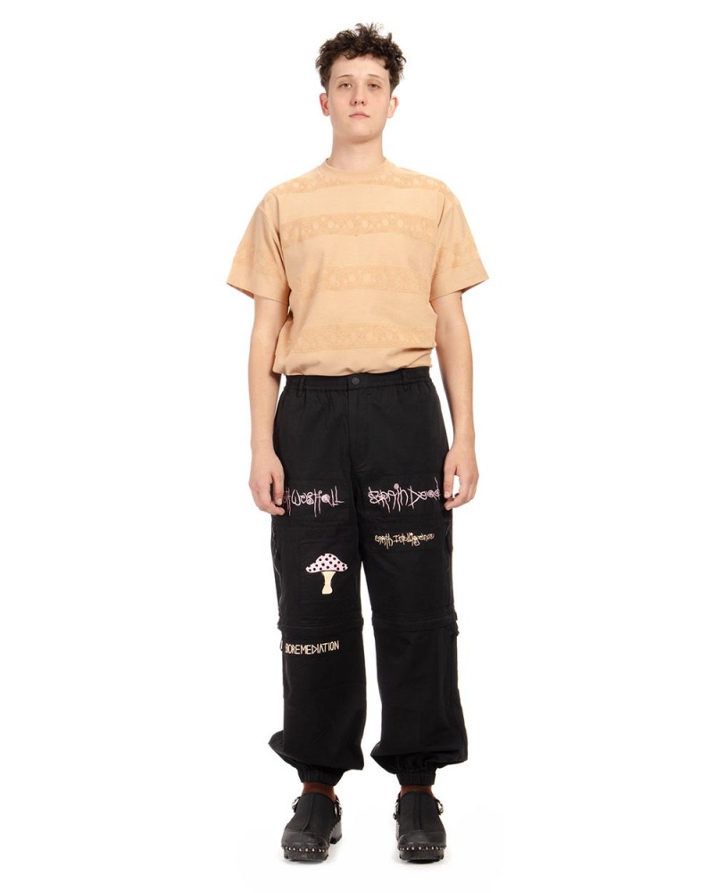 Black Brain Dead Mushroom Utility Pant | USA LKIT28137