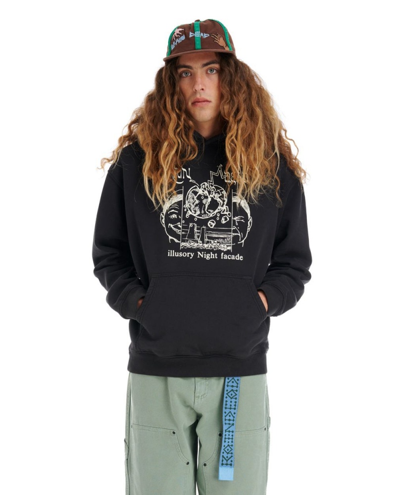 Black Brain Dead Night Facade Hoodie | USA XEUS73860