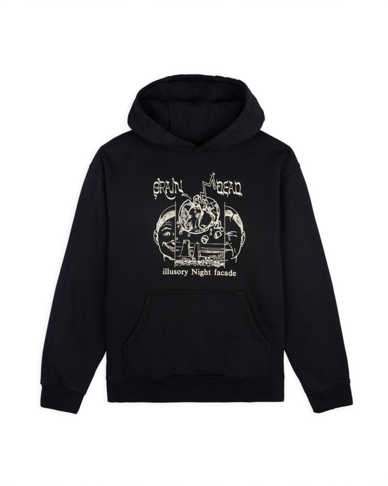 Black Brain Dead Night Facade Hoodie | USA XEUS73860