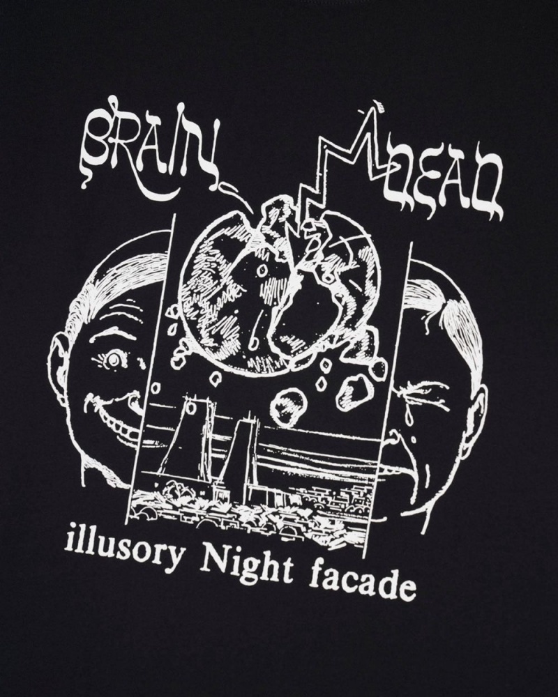 Black Brain Dead Night Facade T-Shirt | USA JSBF06234