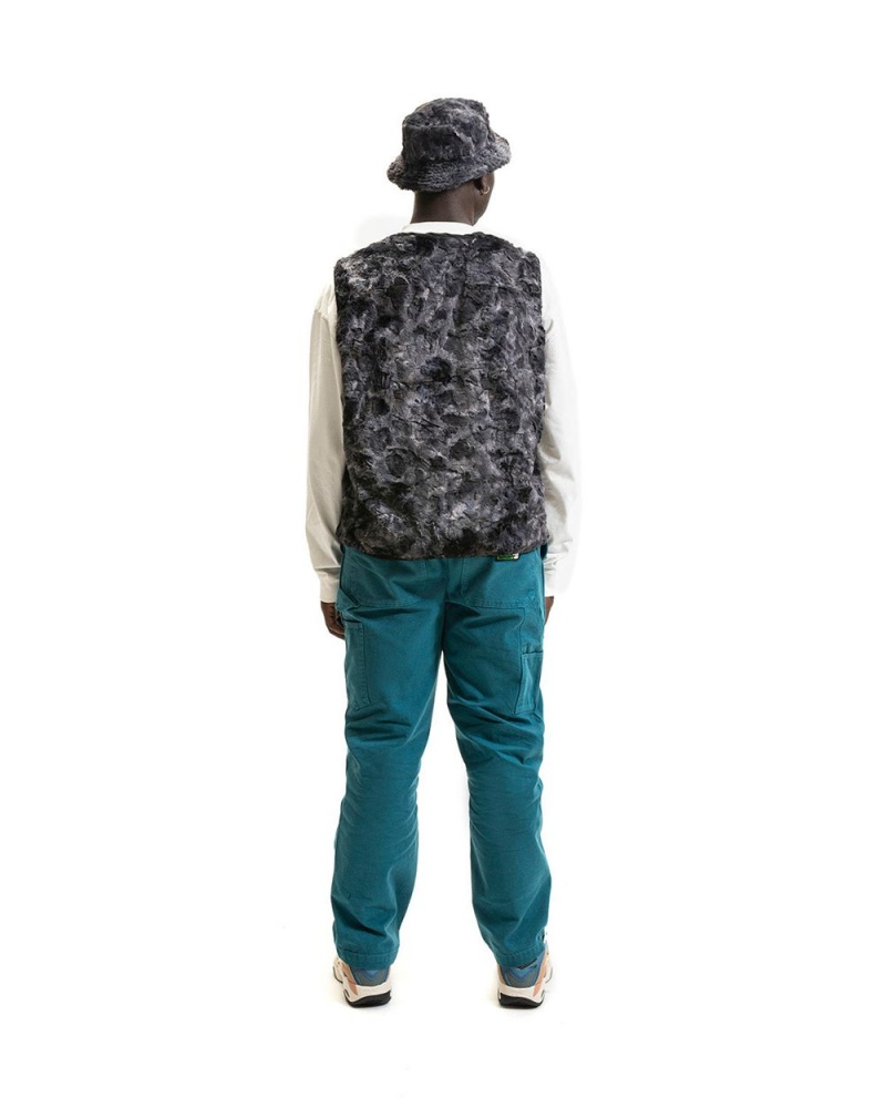 Black Brain Dead Novelty Dyed Fur Sunflower Tactical Vest | USA FXNP12409