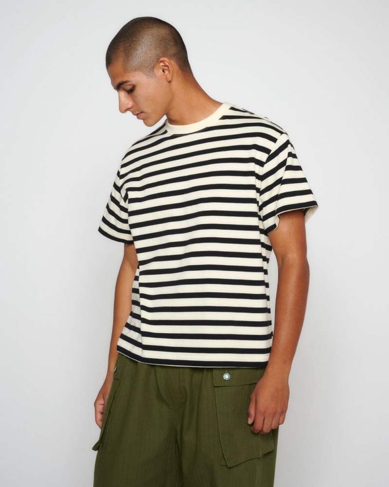 Black Brain Dead Organic Striped T-Shirt | USA XRKO03546