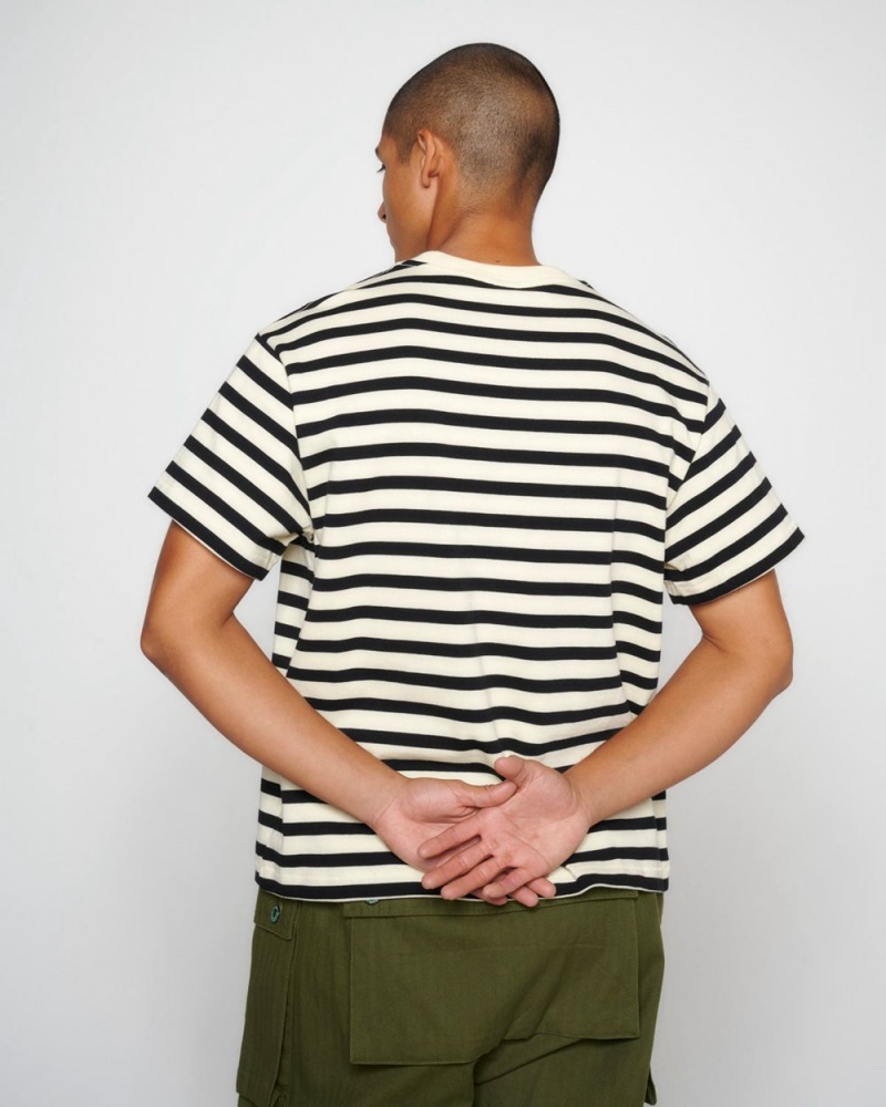 Black Brain Dead Organic Striped T-Shirt | USA XRKO03546