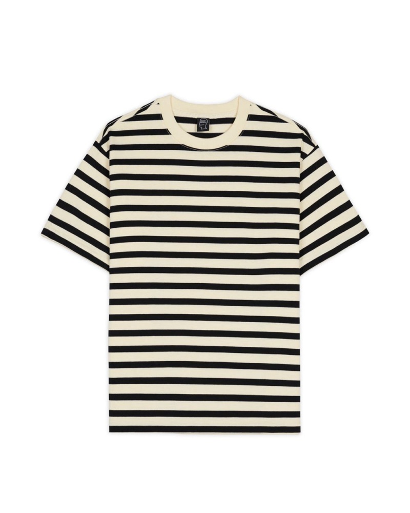 Black Brain Dead Organic Striped T-Shirt | USA XRKO03546