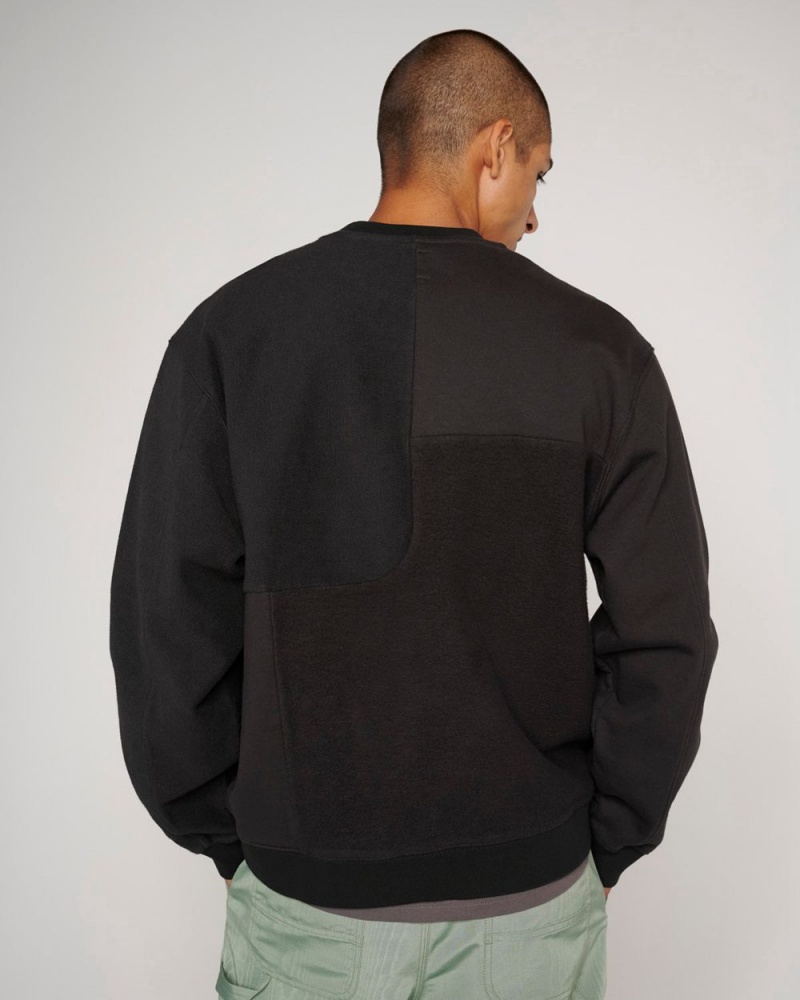 Black Brain Dead Paneled Long Sleeve Crewneck Sweatshirt | USA KFYX72469