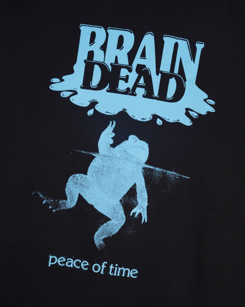 Black Brain Dead Peace Of Time Crewneck Sweatshirt | USA NKDA65302