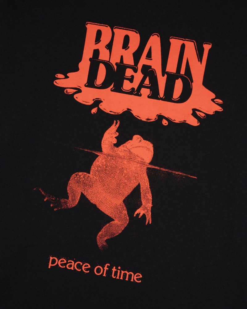 Black Brain Dead Peace Of Time T-Shirt | USA OLMB63975