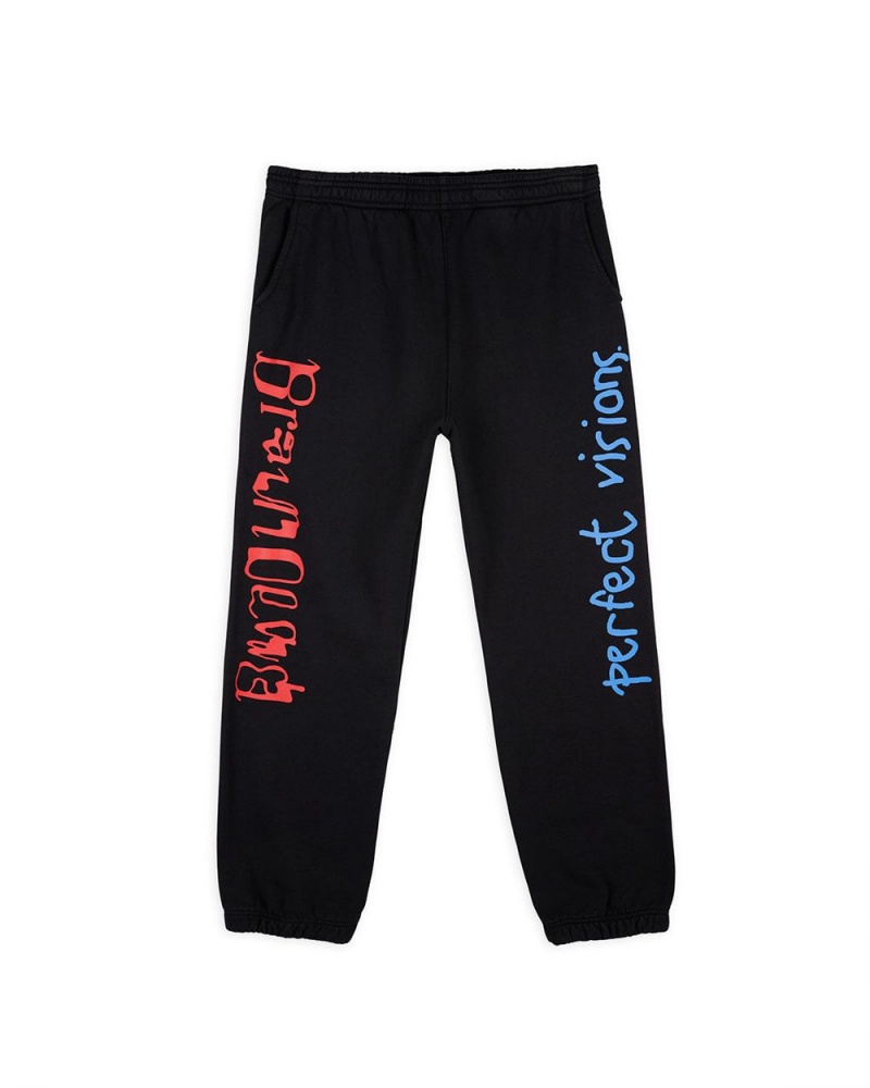 Black Brain Dead Perfect Visions Sweatpant | USA VQNY62589