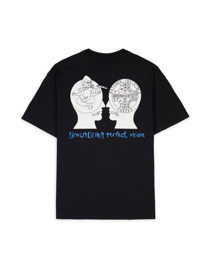 Black Brain Dead Perfect Visions T-Shirt | USA CLIS81634