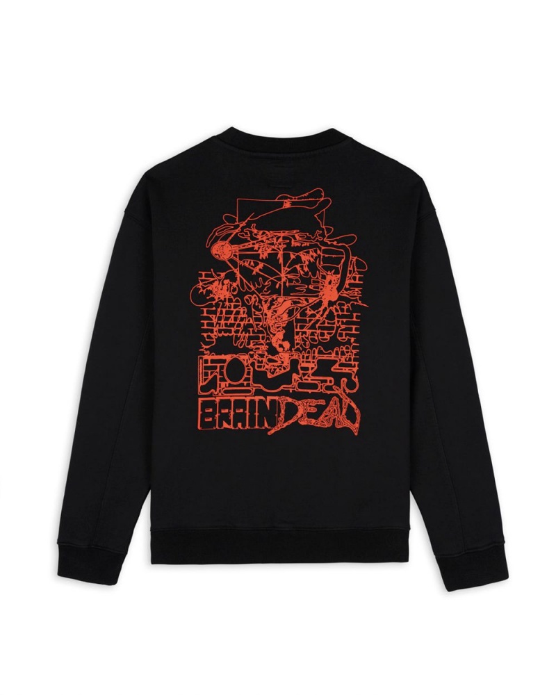 Black Brain Dead Sludge Crewneck Sweatshirt | USA ICSL25817