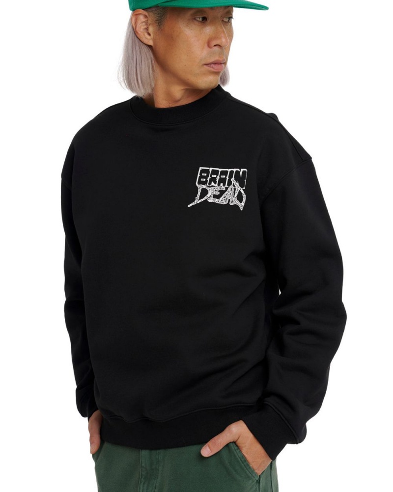 Black Brain Dead Sludge Crewneck Sweatshirt | USA ICSL25817