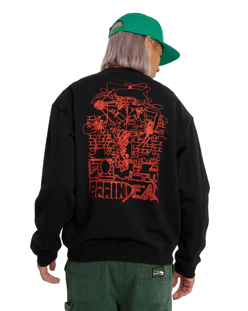 Black Brain Dead Sludge Crewneck Sweatshirt | USA ICSL25817