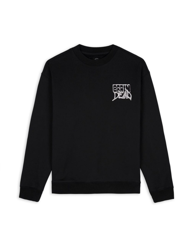 Black Brain Dead Sludge Crewneck Sweatshirt | USA ICSL25817