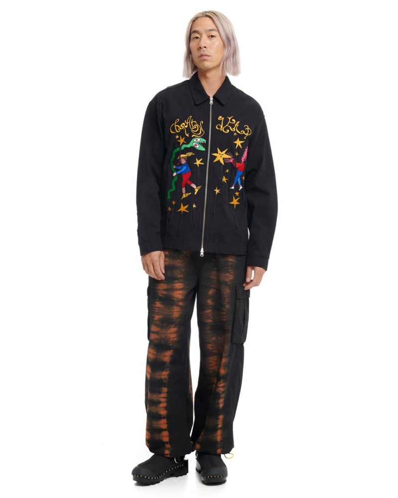 Black Brain Dead Starwalker Zip Front Shirt | USA AYMH67094