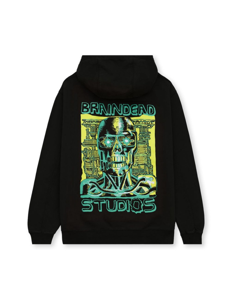 Black Brain Dead Terminator Studios Hoodie | USA TZHL06349