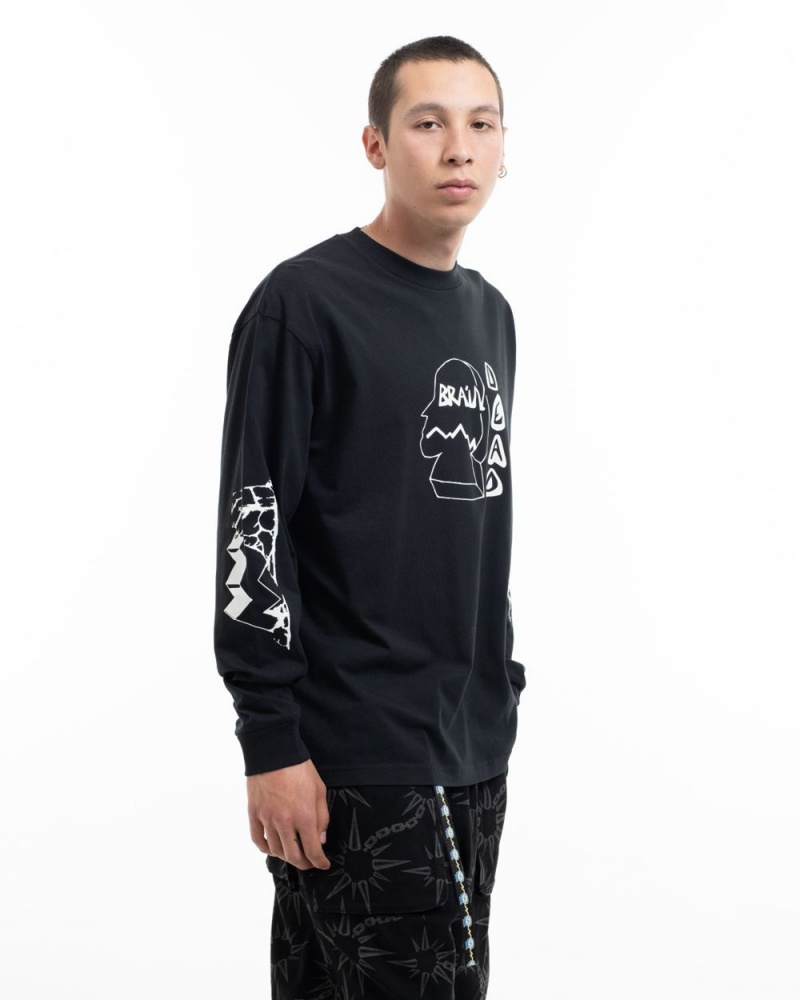 Black Brain Dead Trailhead Long Sleeve T-Shirt | USA UHAQ40897