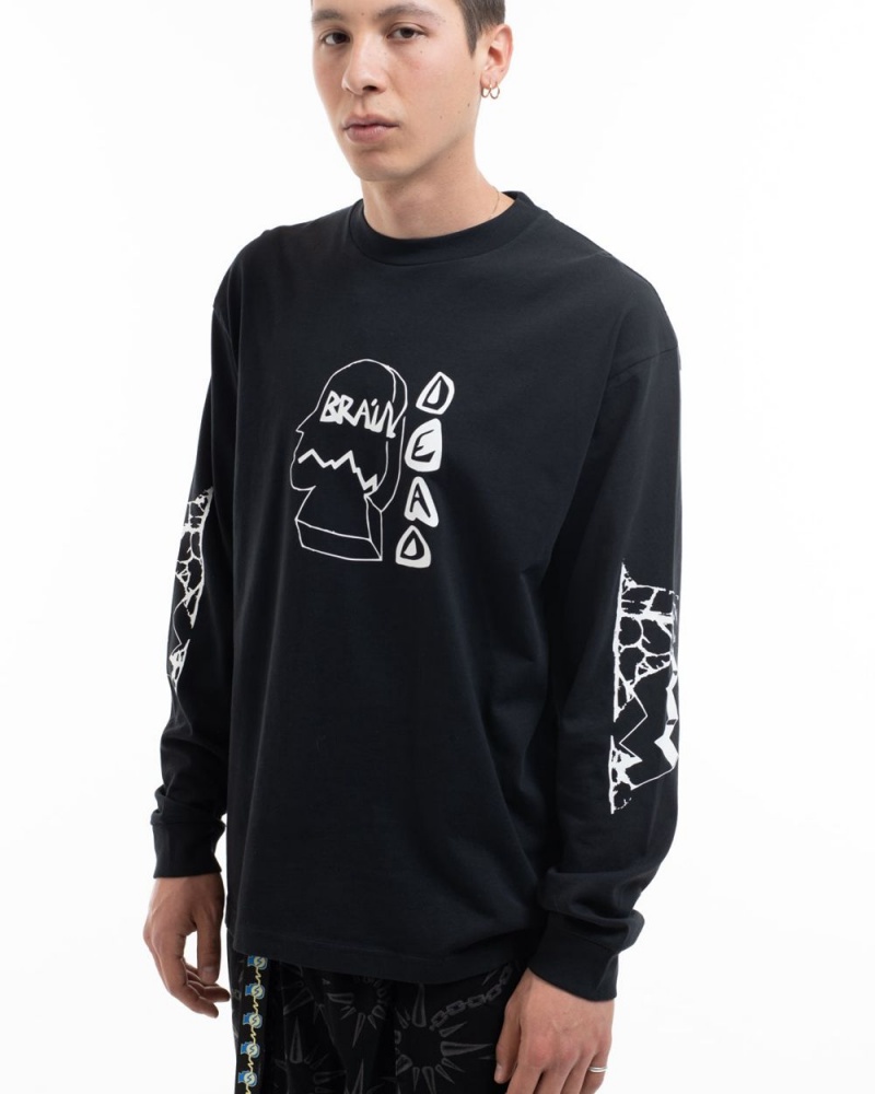 Black Brain Dead Trailhead Long Sleeve T-Shirt | USA UHAQ40897