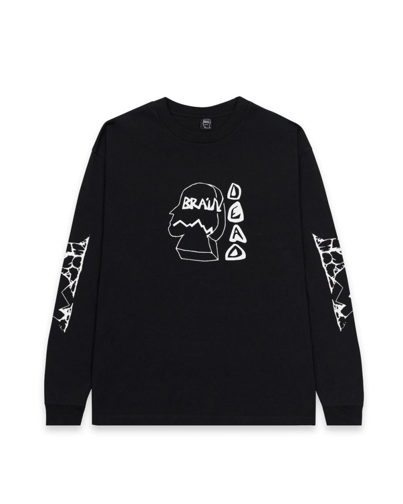 Black Brain Dead Trailhead Long Sleeve T-Shirt | USA UHAQ40897