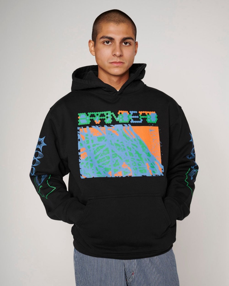 Black Brain Dead Videosphere Hoodie | USA EISV30129